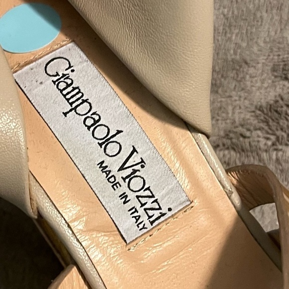 Giampaolo Viozzi Strappy Shootie Sandals High Chunk Heel Taupe Gold  EU37/US 7 - Picture 3 of 12